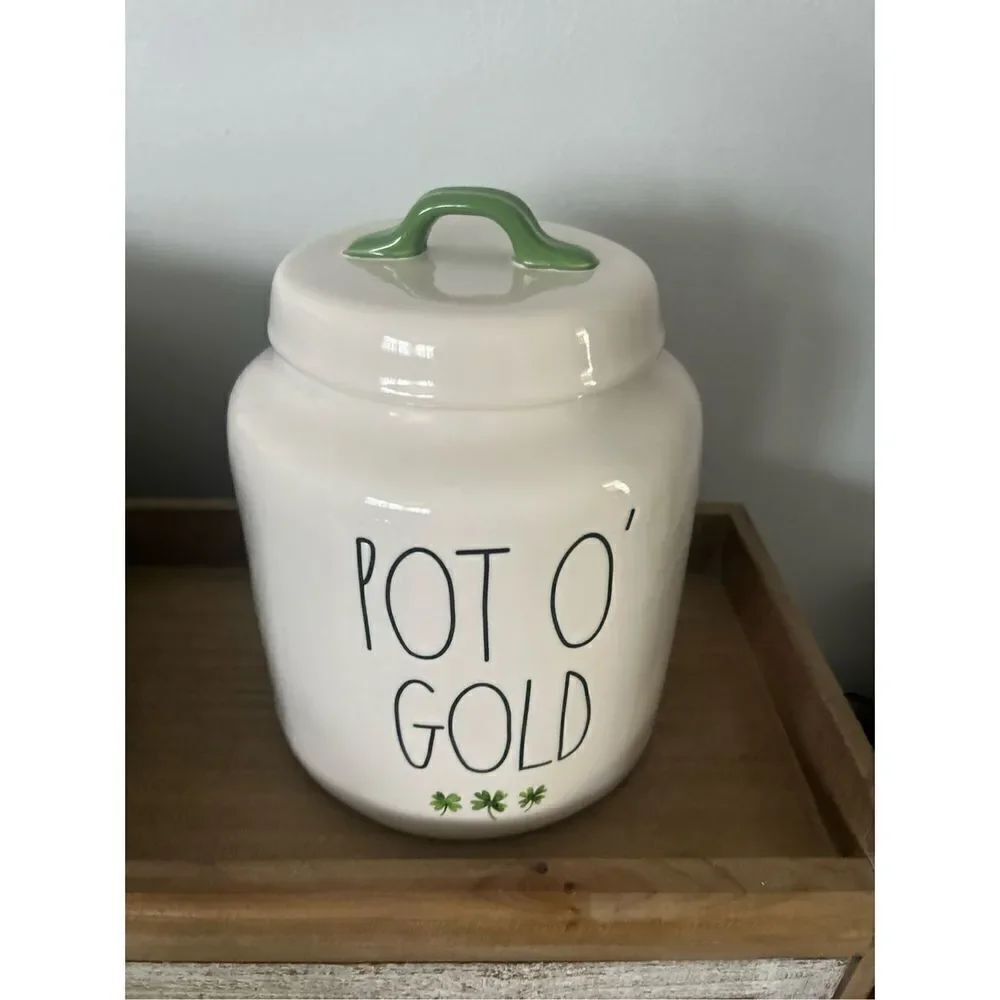 Rae Dunn Pot O Gold Four Leaf Clover Canister